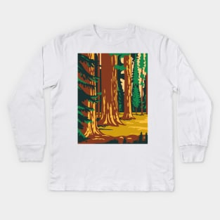 Sequoia and Kings Canyon National Park in Sierra Nevada California United States WPA Poster Art Kids Long Sleeve T-Shirt